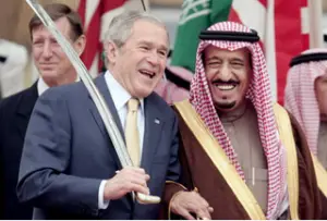 President George W. Bush with then-Prince Salman Bin Abdul Aziz in 2008.