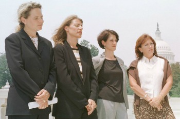 Left to right are Kristen Breitweiser, Mindy Kleinberg, Lorie Van Auken and Patty Casazza at a 2002 press conference.