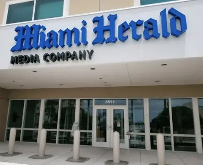 entrance to Miami Herald building